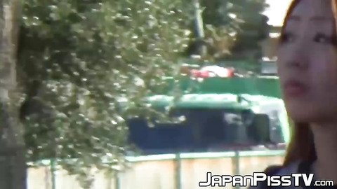 Horny perv records cute jap girls urinating in public