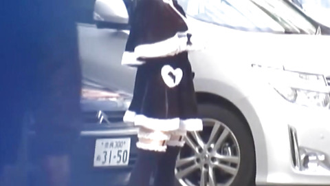 Asian teen dressed up for hidden camera in public