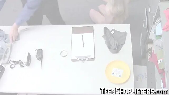 Blonde teen with small tits receives fucked missionary after deepthroat blowjob