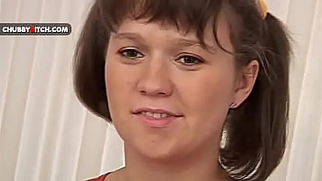 Amateur chubby teen gives sloppy blowjob and takes a hard pounding