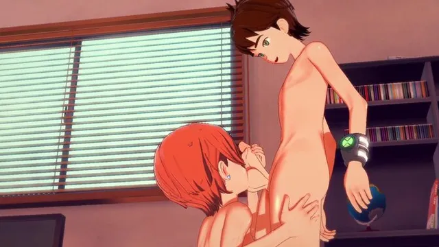 Hentai animation features Ben from Ben Ten and Gween engaging in a dirty