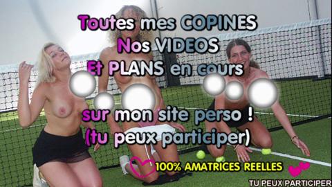 Juicy lesbian initiation party on the tennis court, featuring teen friends getting naughty😈