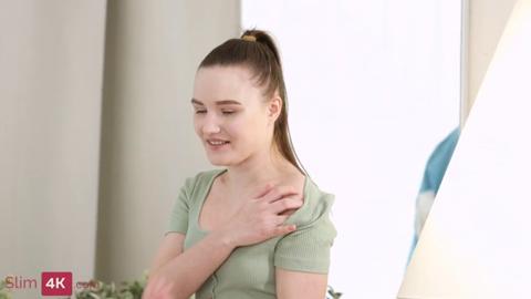 Modest gal gets creamed post-intense massage session