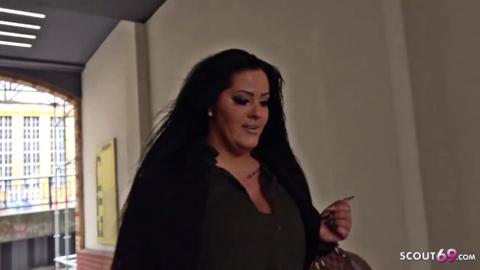 Rough German treatment for luscious fat teen Ashley on street casting