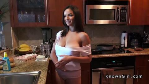 Sultry brown-haired maid gets paid in pleasure after tidy work