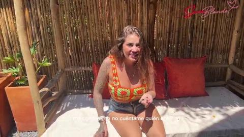 Sara Blonde seduces hotel waiter for hot sex on getaway