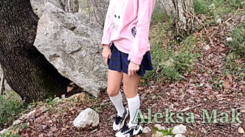 Blissful teen temptress teases buddy after school walk leaving him cum-drained and craving
