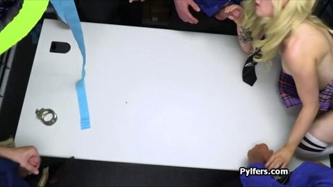 Deepthroat Frenzy On A Leather Desk In A Secured Space
