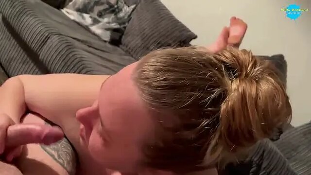 Hot MILF amateur wife gives sloppy blowjob on the road