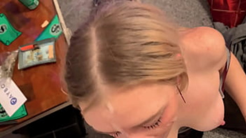 Sperm Fountaining In Her Mouth With Cum Facial Delights