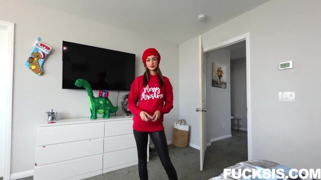 Petite teen stepsis gives a blowjob then gets hardsex