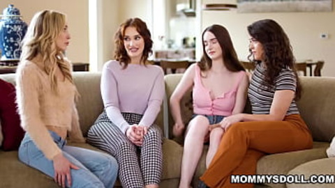 Stepmom, Babysitters & Hazel Moore Engage In Hot Foursome Action